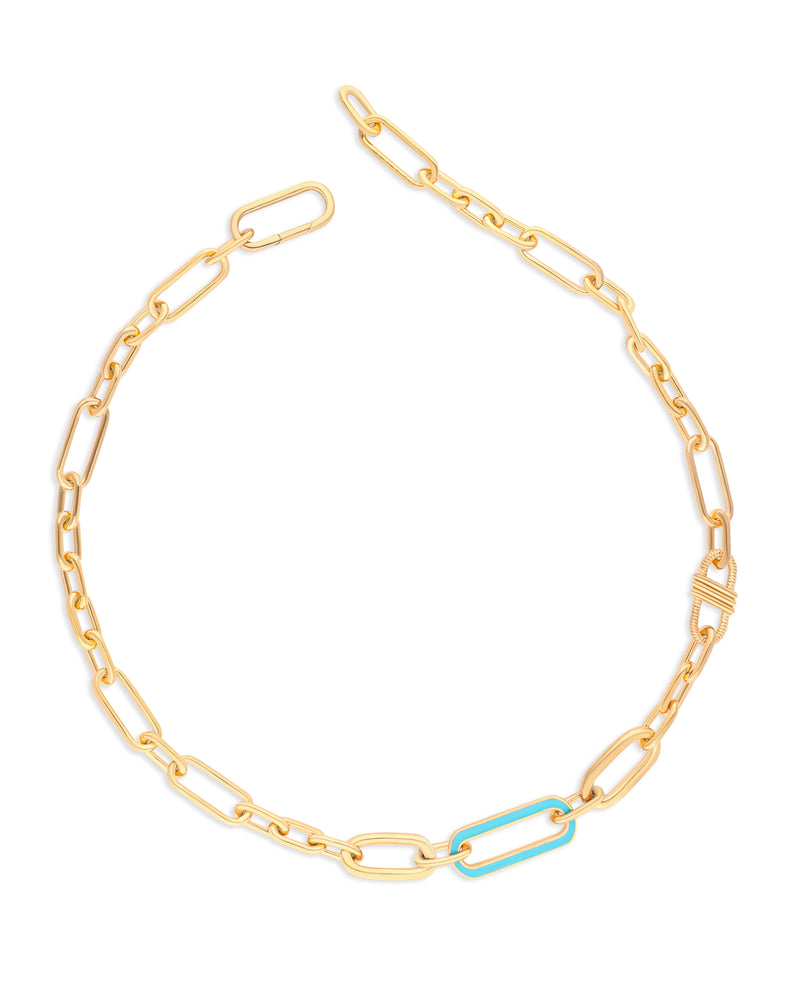 Turquoise Enamel Link Vermeil Necklace