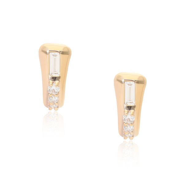 Ethereal Caress Diamond 14k Gold Mini Huggies