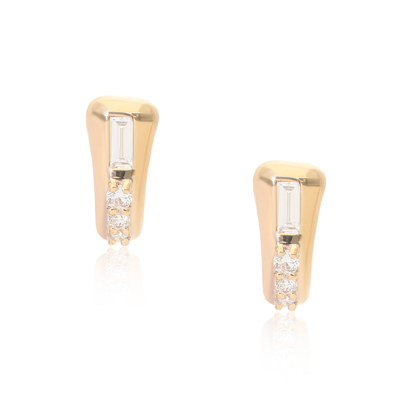 Ethereal Caress Diamond 14k Gold Mini Huggies