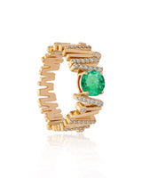 Emerald & Diamond 14k Gold Ethereal Deia Ring