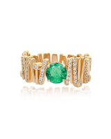 Emerald & Diamond 14k Gold Ethereal Deia Ring