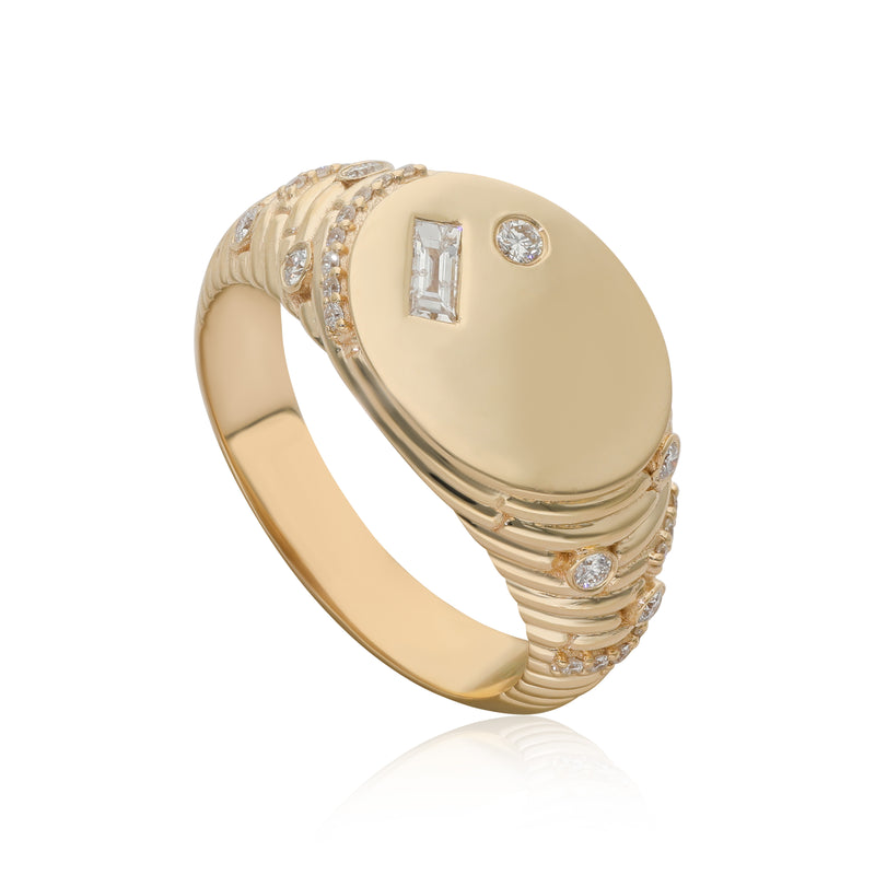 Ethereal Diamond 14k Gold Signet Ring