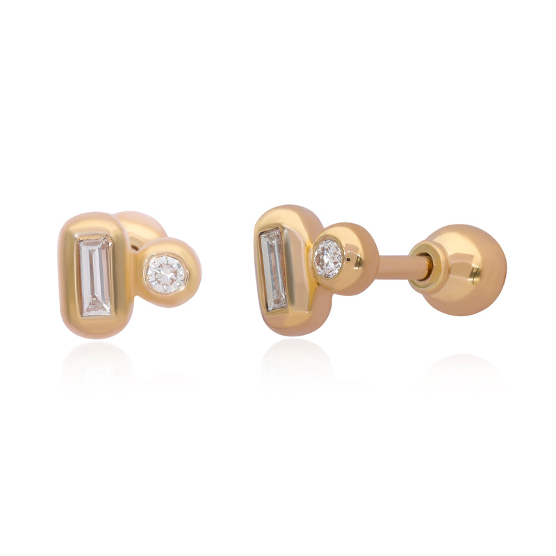 Ethereal Comma 14k Gold Diamond Studs