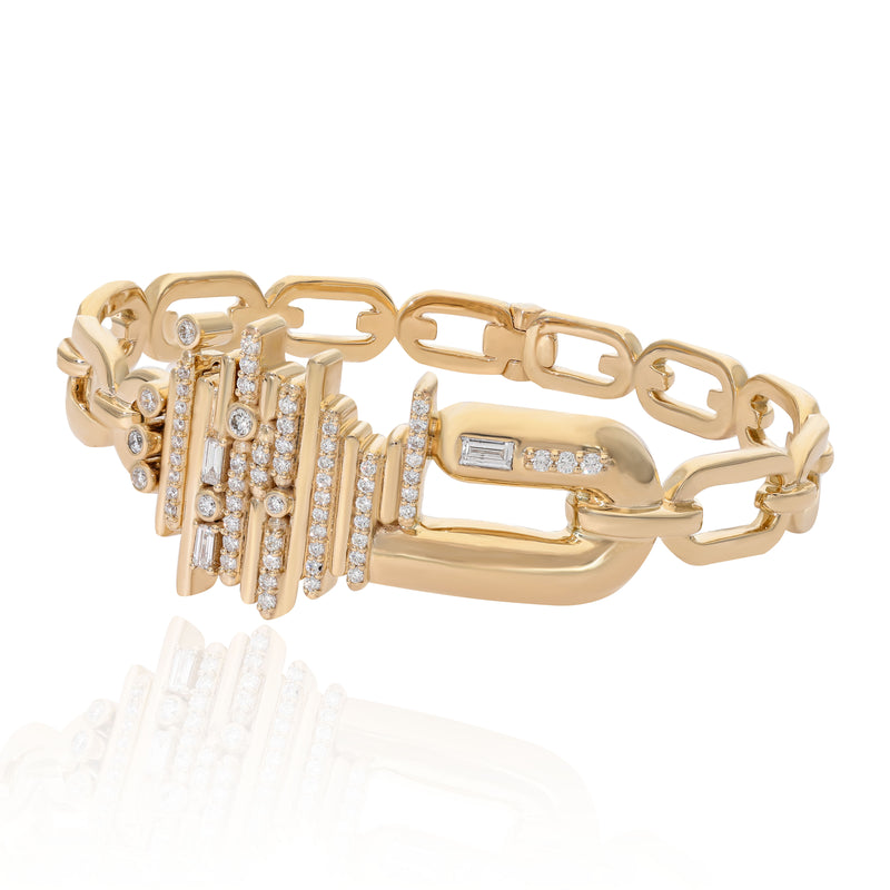 Ethereal Skyline Diamond 14k Gold Statement Bracelet