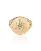 Ethereal Skyline Emerald Evil Eye 14k Gold Ring
