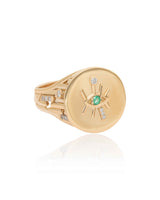 Ethereal Skyline Emerald Evil Eye 14k Gold Ring