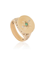 Ethereal Skyline Emerald Evil Eye 14k Gold Ring