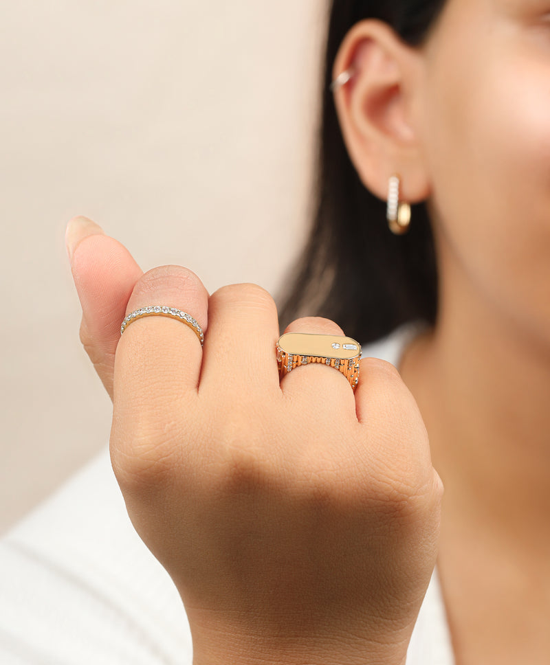 Ethereal Skyline Diamond Signet  Ring