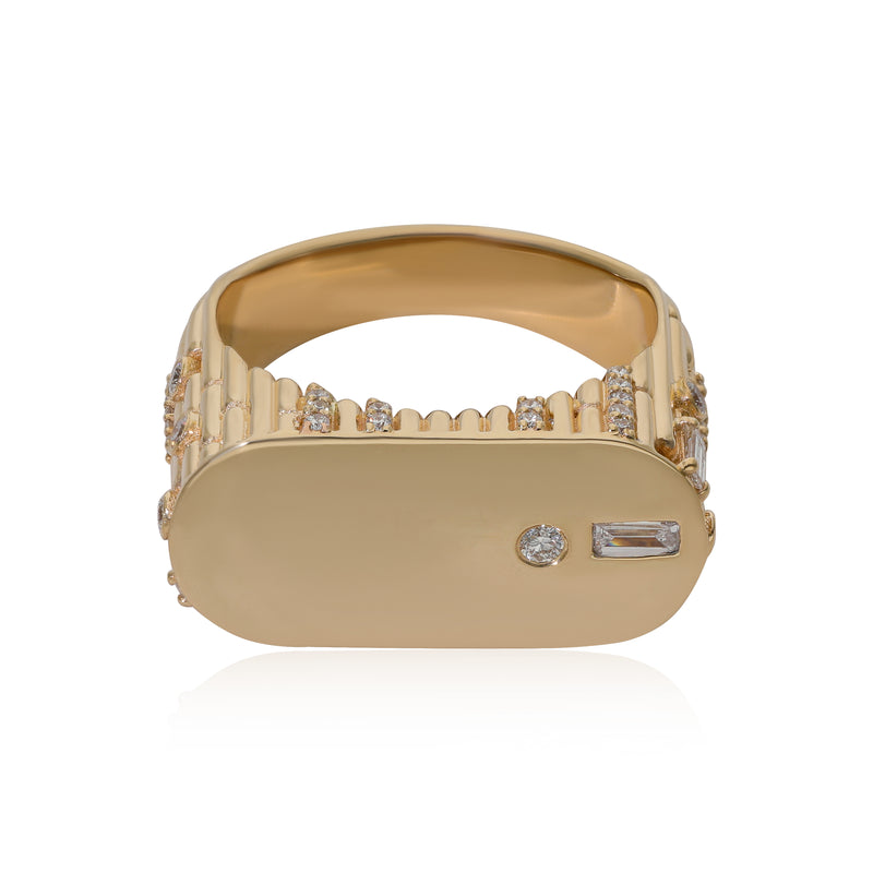 Ethereal Skyline Diamond Signet  Ring