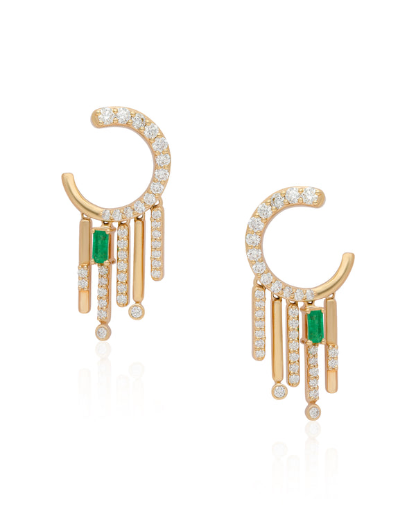 Ethereal Spiral Diamond Fringe 14k Gold Earrings