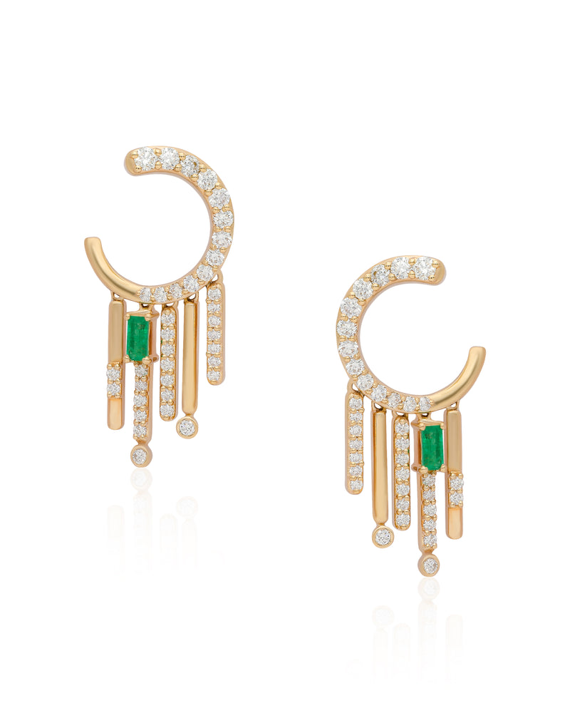 Ethereal Spiral Diamond Fringe 14k Gold Earrings