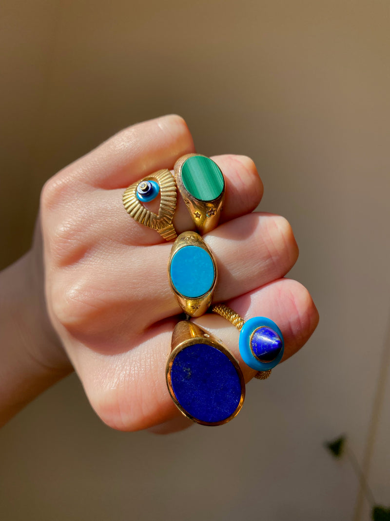 Ridged Evil Eye Ring