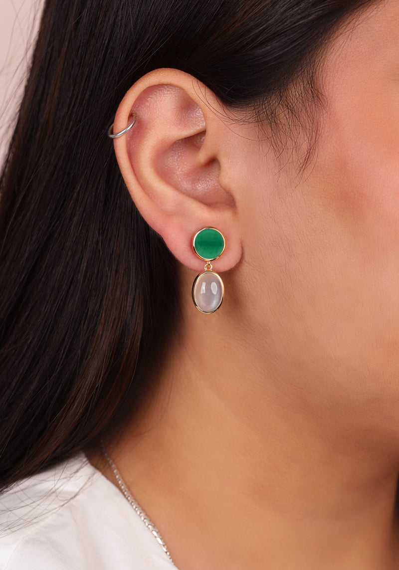 Mosaic Earrings - Green Onyx