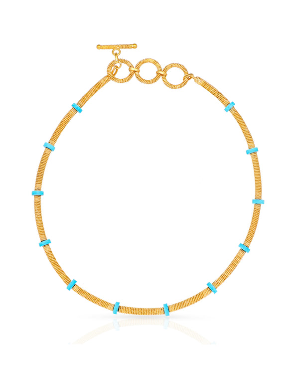 Thea Woven Gold Necklace - Turquoise