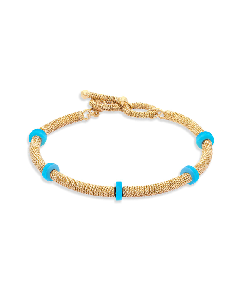 Thea Woven Gold Bracelet - Turquoise