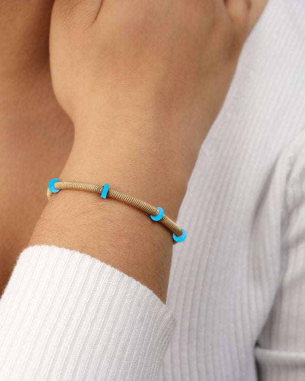Thea Woven Gold Bracelet - Turquoise