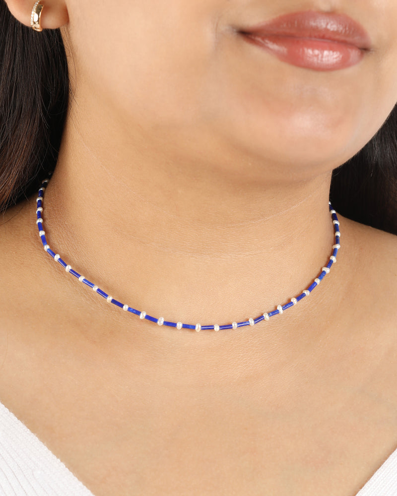 Cleo Keshi Pearl and Lapis Vermeil Necklace