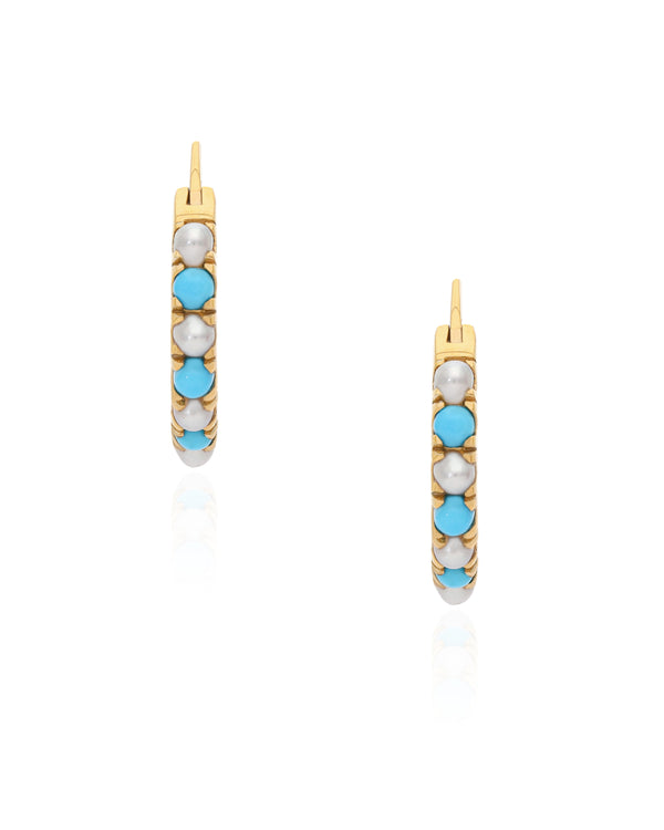 Turquoise and Pearl Huggies