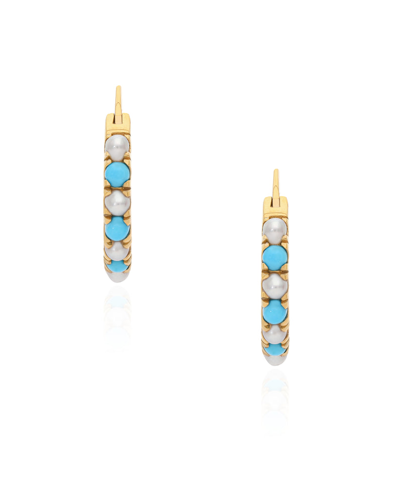 Turquoise and Pearl Huggies