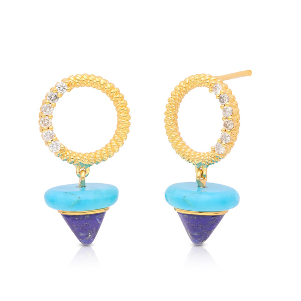 Delight Earrings - Lapis and Diamonds