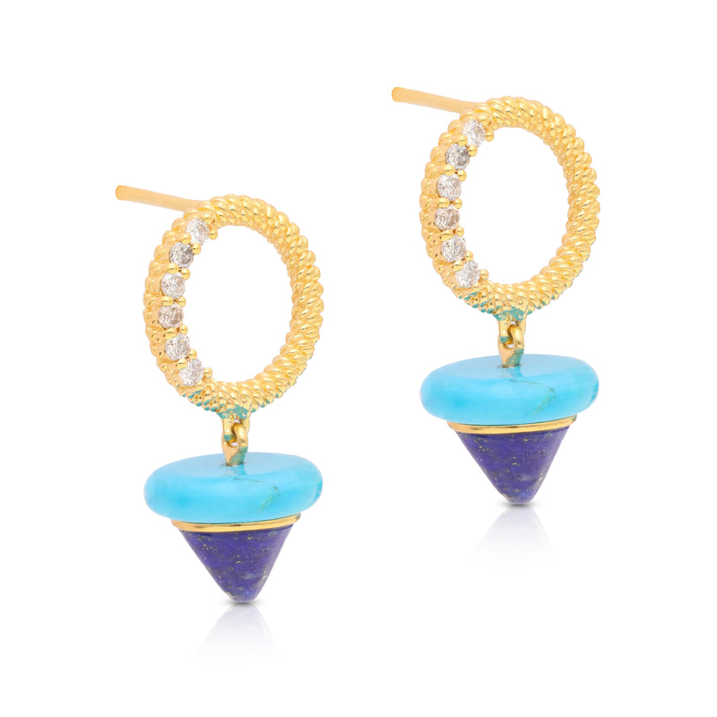 Delight Earrings - Lapis and Diamonds