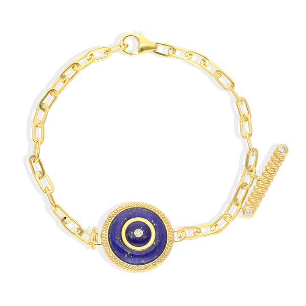 Compass Lapis Medallion Vermeil Bracelet