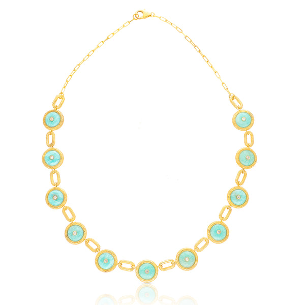 Textured Link Necklace - Amazonite