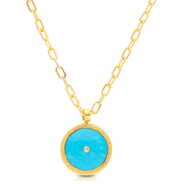 Medallion Necklace -Lapis + Turquoise