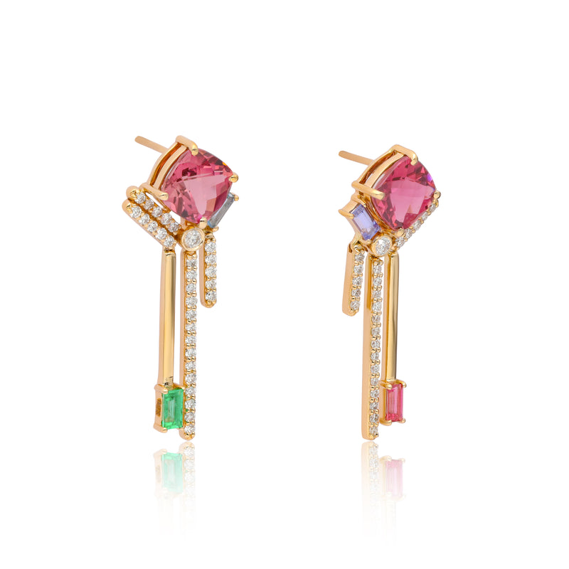Ethereal Auretta Pink Tourmaline 14k Gold Earrings