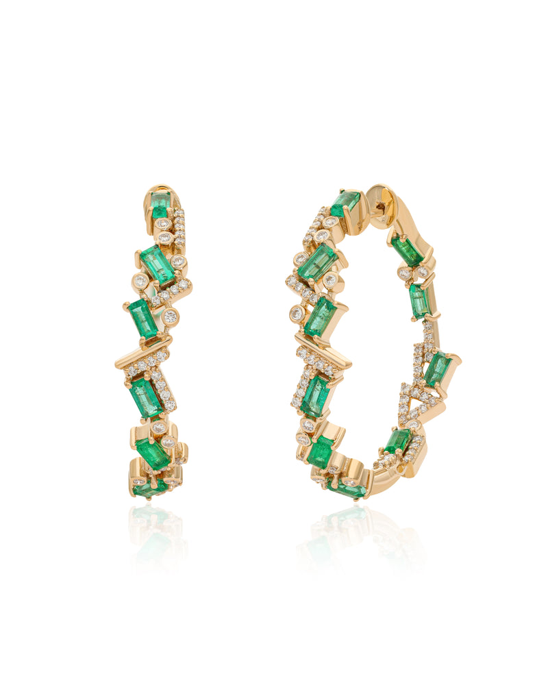 Ethereal Shimmer Emerald Hoops