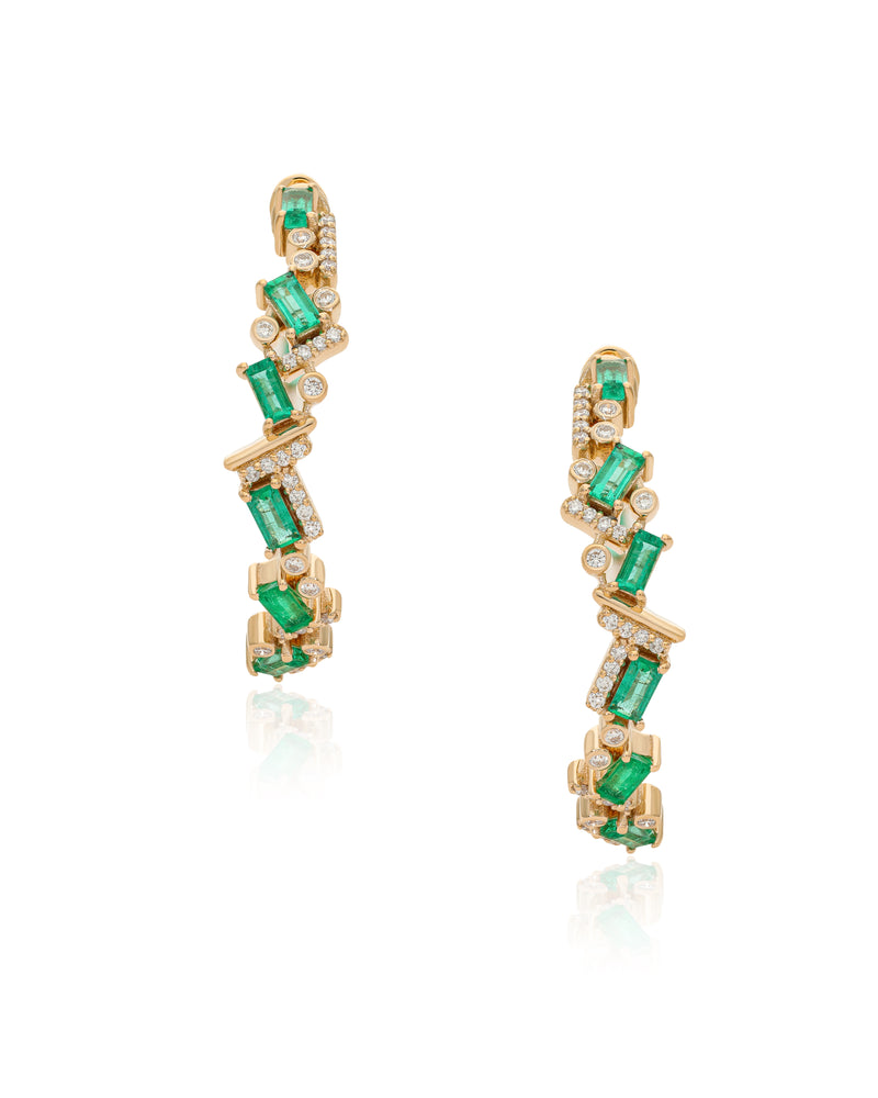 Ethereal Shimmer Emerald Hoops