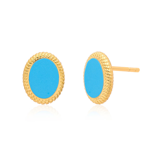 Ara Oval Turquoise Vermeil Studs