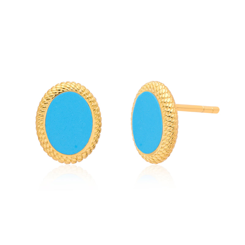 Ara Oval Turquoise Vermeil Studs