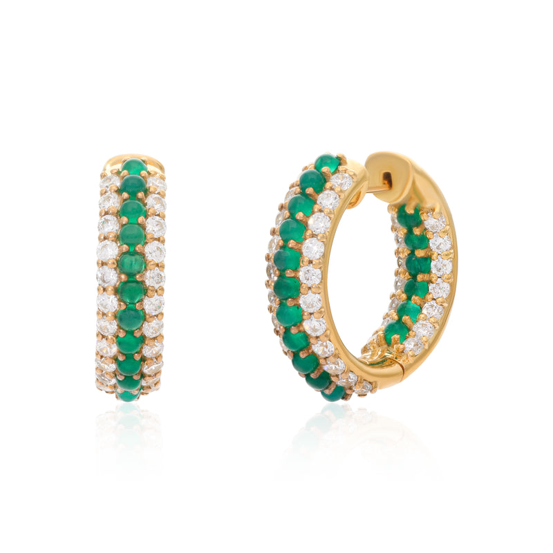 Timeless Sparkle Hoops - Green Onyx