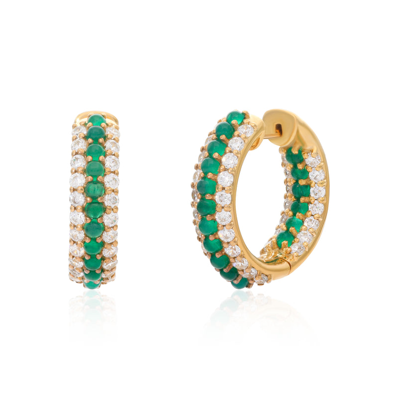 Summer Sparkle Hoops - Green Onyx