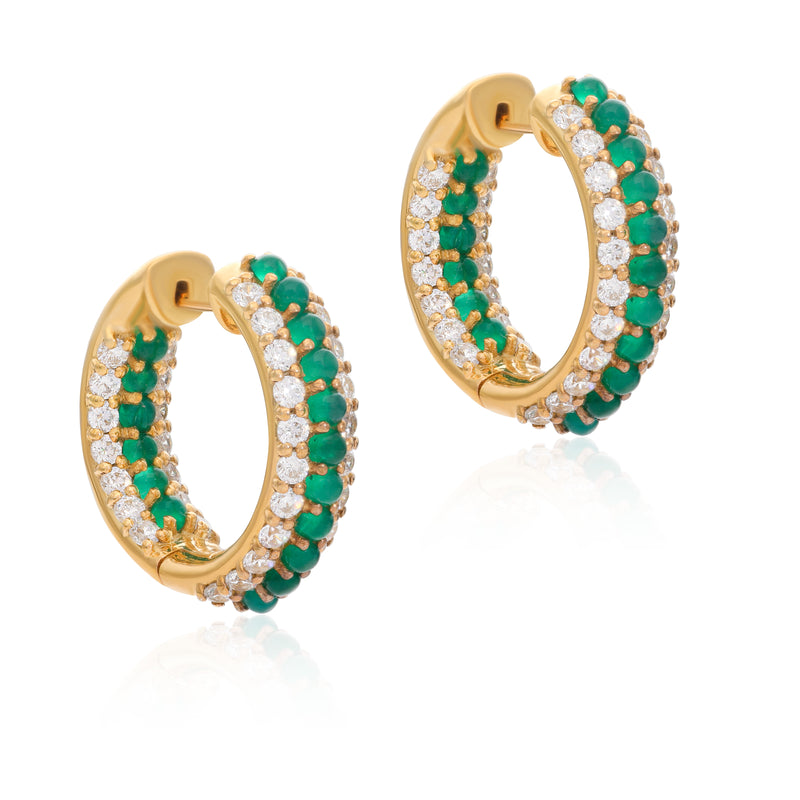 Summer Sparkle Hoops - Green Onyx