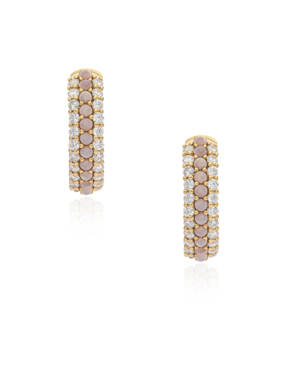 Timeless Sparkle Pink Opal Vermeil Hoops