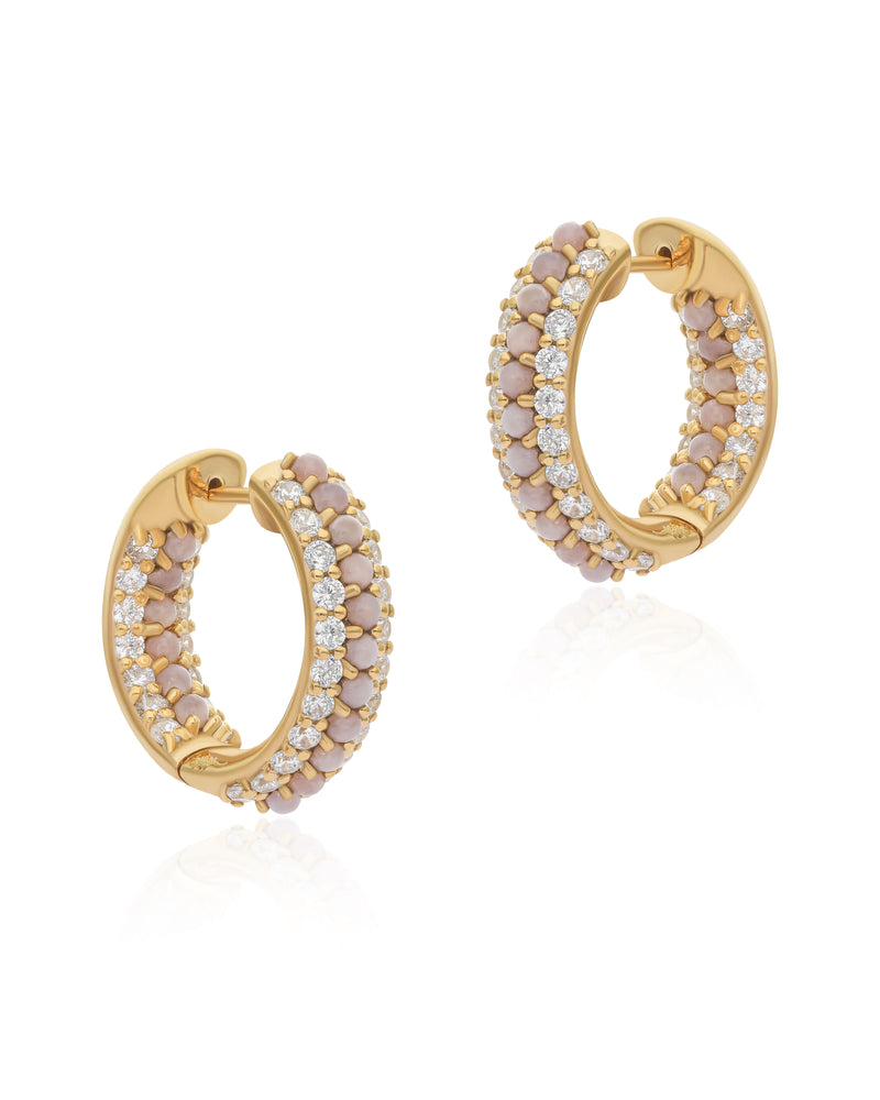 Timeless Sparkle Pink Opal Vermeil Hoops