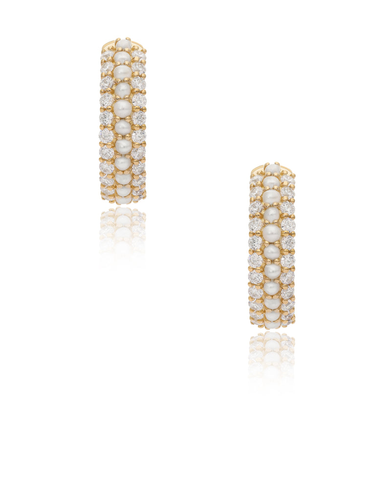 Timeless Sparkle Hoops - Pearl