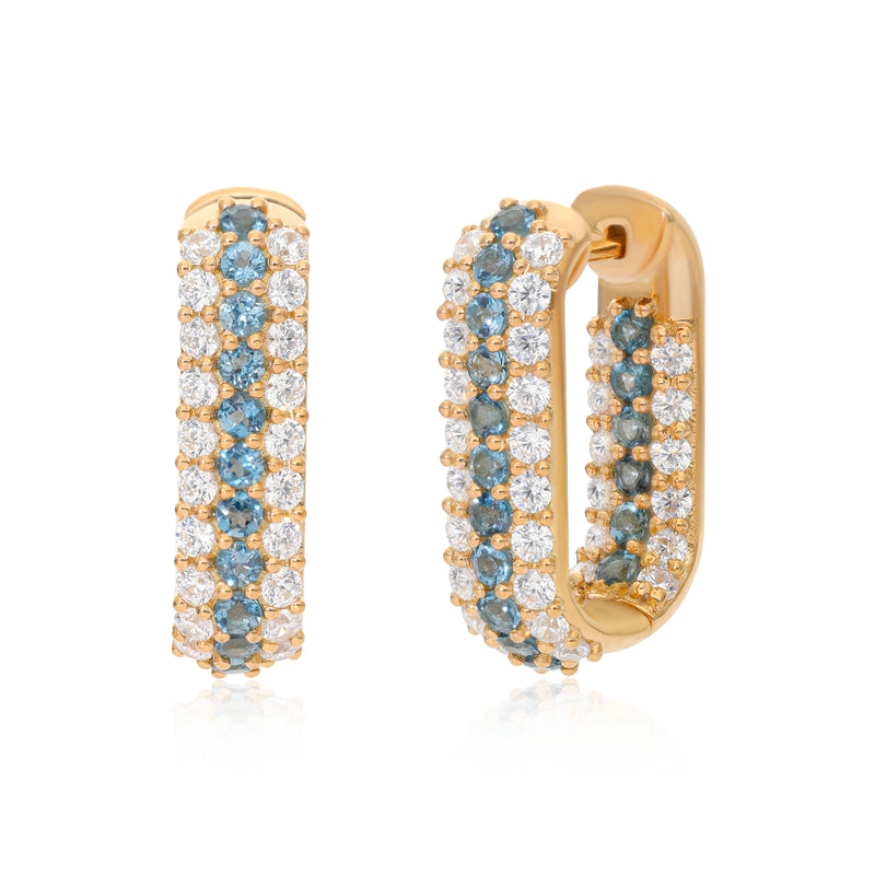 Summer Sparkle U-Shaped Hoops - London Blue Topaz