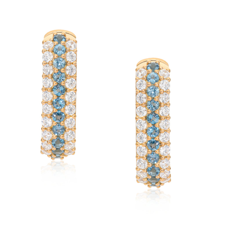 Summer Sparkle U-Shaped Hoops - London Blue Topaz