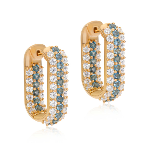 Summer Sparkle U-Shaped Hoops - London Blue Topaz