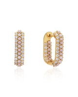 Timeless Sparkle U-Shaped Pink Opal Hoops