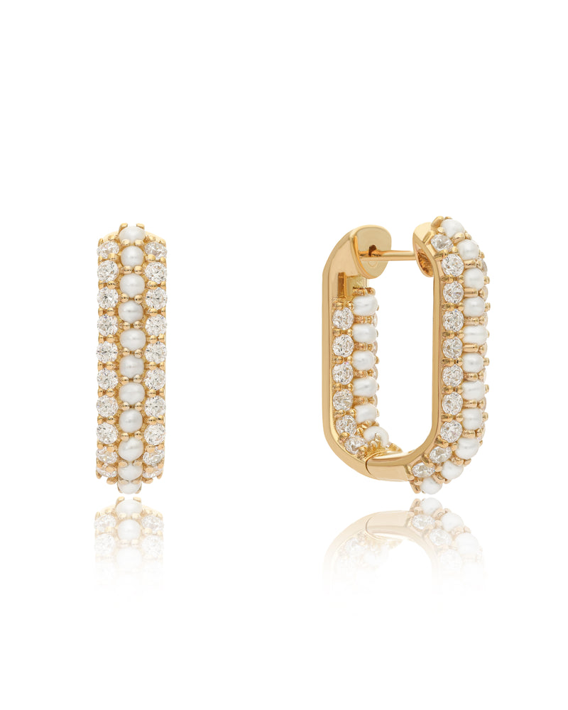 Summer Sparkle U-Shaped Hoops - Pearl