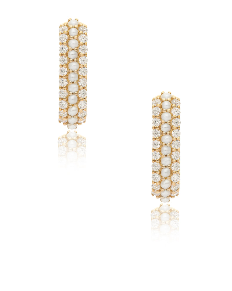 Timeless Sparkle U-Shaped Pearl Vermeil Hoops