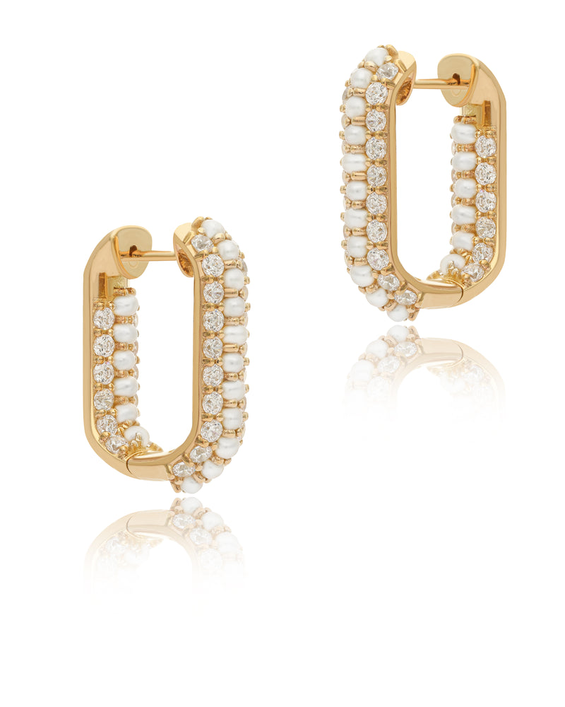 Summer Sparkle U-Shaped Hoops - Pearl