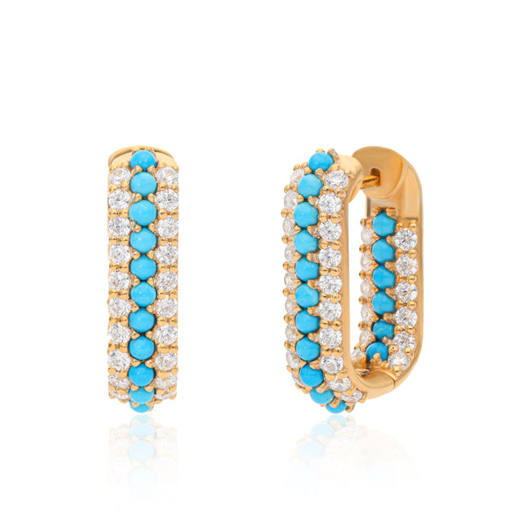 Summer Sparkle U-shaped Hoops - Turquoise