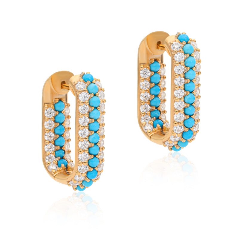 Summer Sparkle U-shaped Hoops - Turquoise