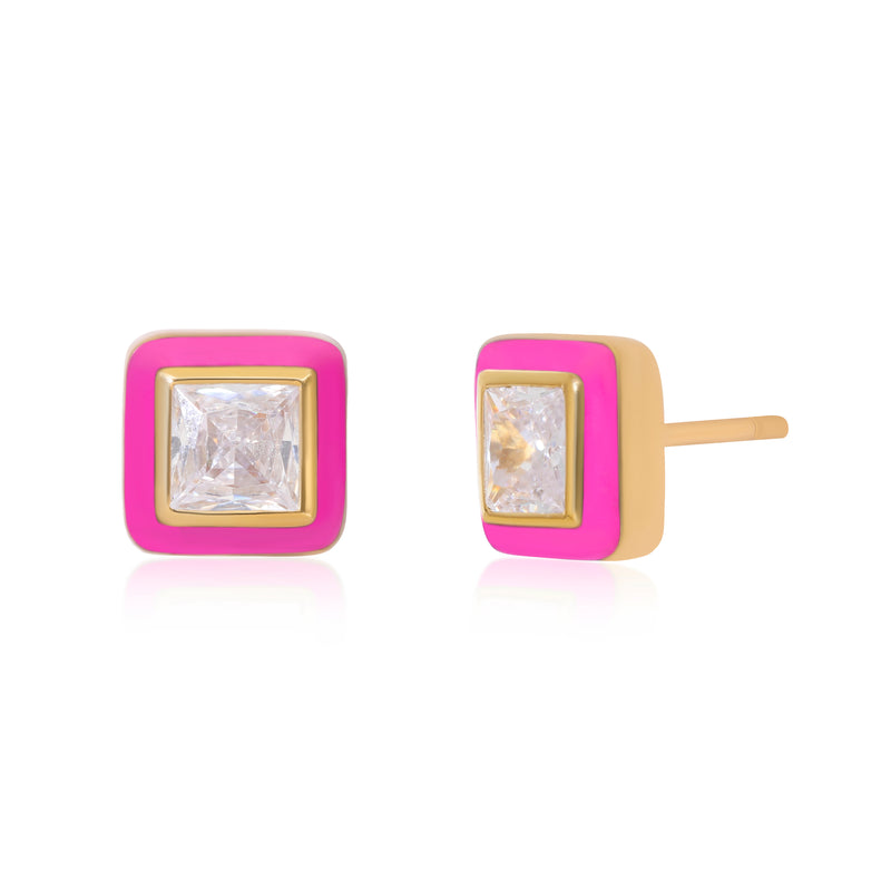 Fuchsia Enamel Studs