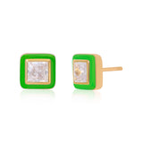 Green Enamel Vermeil Studs